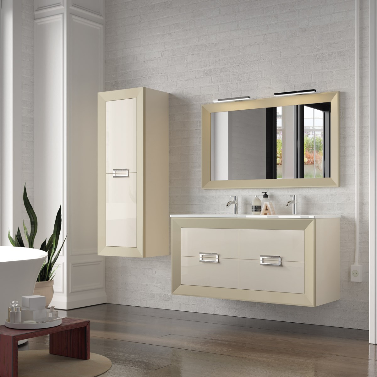 Muebles de baño: L- Gant 100 cm incluye encimera y espejo